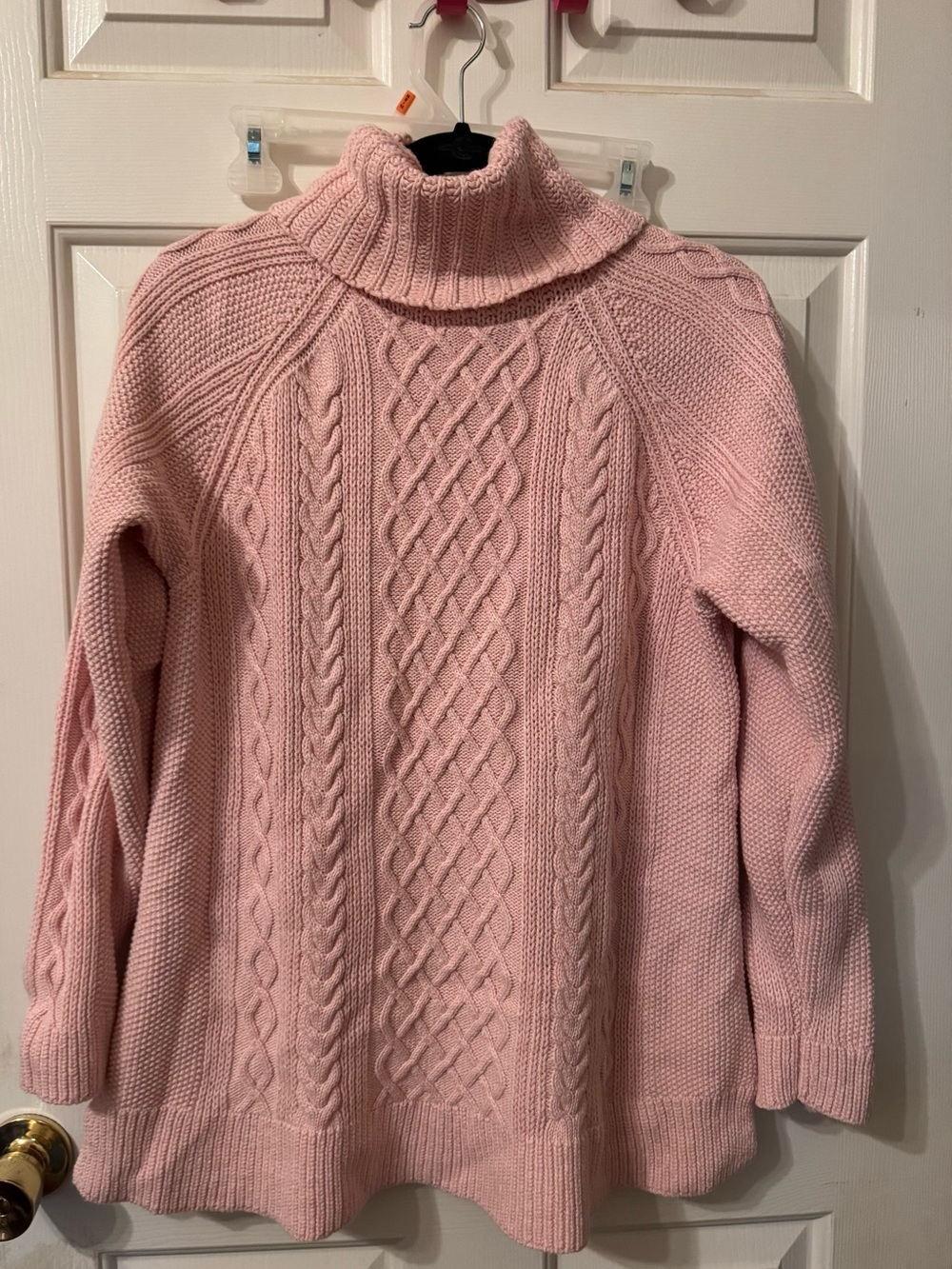 Talbots Pink Cable Knit Turtleneck Sweater